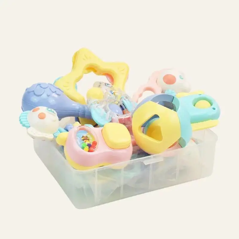 

Infant Early Childhood Educational Rattle Teether Set 0-3-12 Crescent Bite Toy Can Be Boiled Tooth Adhesive Tape Storage Box