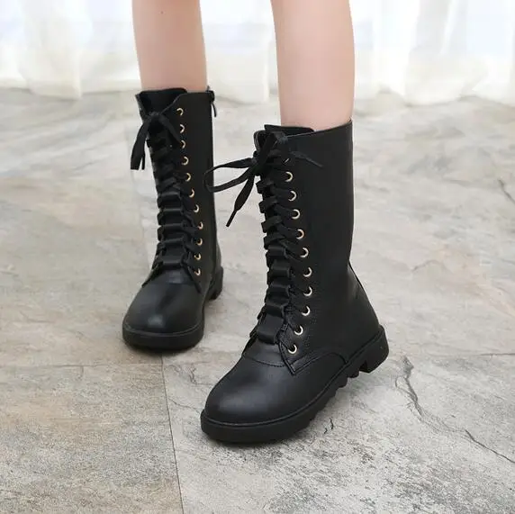 

New Girls Boots Children's Winter Boots Shoes Waterproof Martin Boot For Kids Female Snow Fur Red Black