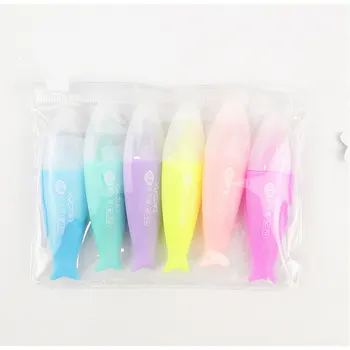 

6pcs/lot Fish highlighters School Marker Pens Mildliner bookmarks Stationery