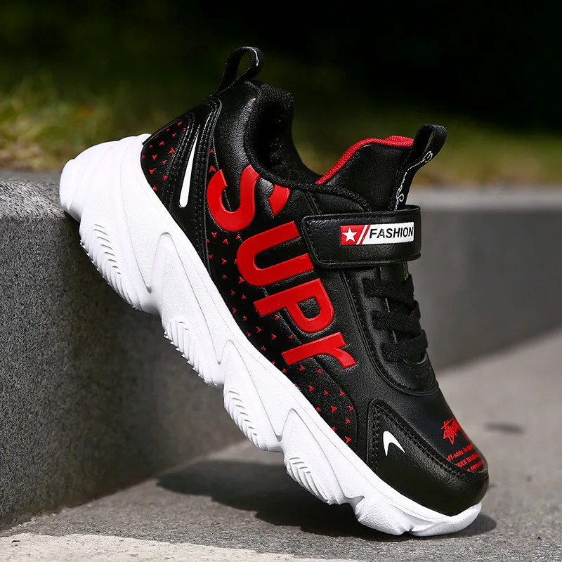 

BOY'S-Style Leather Athletic Shoes 2019 New Style Comfortable Winter Style Big Virgin Boy Sports Shoes Running Shoes Young STUDE