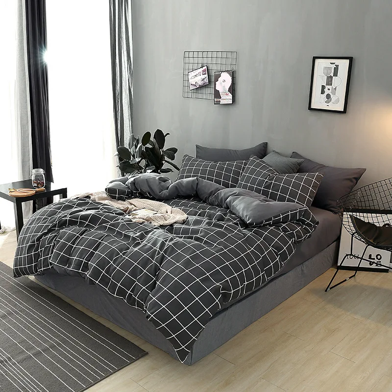 

Thick Washed Cotton Four-piece Set Pure Cotton Bedding Article Three Sets of Quilt Cover Textile