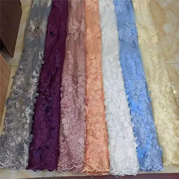 

Latest Nigerian Tulle Lace 2019 French Net 3D handmade flowers Lace Fabric For Nigerian Wedding Embroidery African Lace Fabric