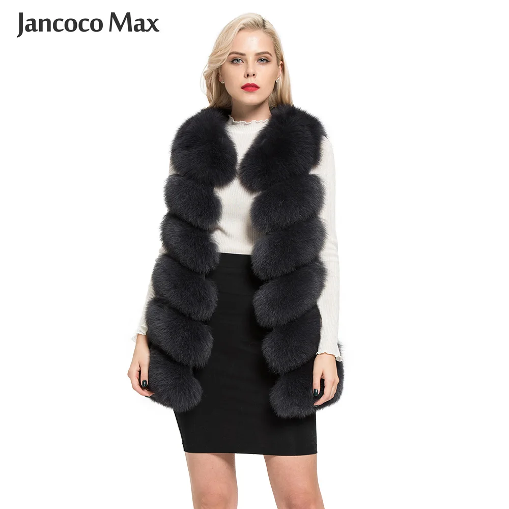 Jancoco Max 2019 новый длинный жилет из натурального Лисьего меха осень зима теплый 6
