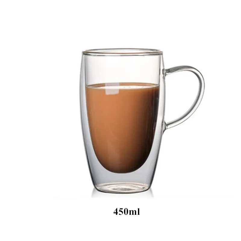 K 450ml Стеклянная кружка с двойными стенками, устойчивая кружка для чая и пива, чашка для молока, чашка для лимонного сока, посуда для напитков, кофейные чашки для влюбленных, кружка в подарок - Цвет: K 450ml