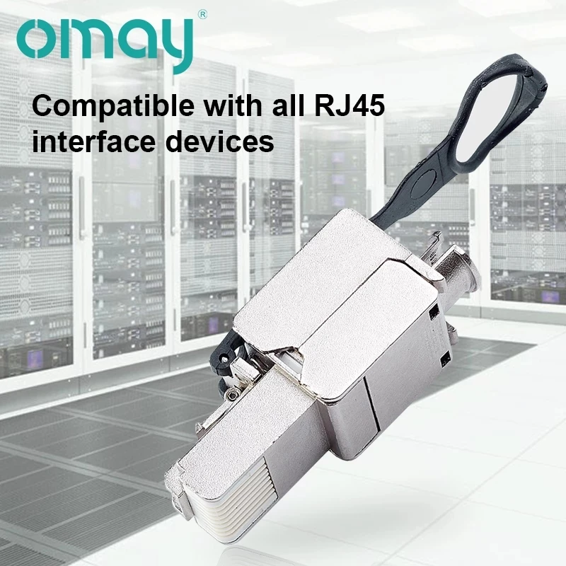 

OMAY RJ45 Connector Tool-Free Zinc Alloy 8P8C Compatible Cat6/Cat6A/Cat7/Cat8 Shielded Termination Plug for Ethernet Cable