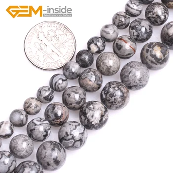 

Natural Gray Silver Crazy Agate Round Stone Semi Precious Beads Loose Beads For Jewelry Making DIY Gifts Strand 15" 6mm 8mm 10mm