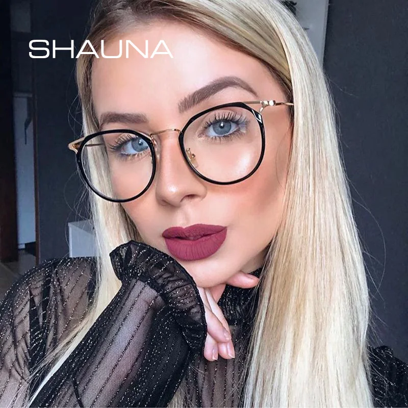 

SHAUNA Fashion Faced Cat Eye Optical Eyeglasses Frame Women Ins Popular Diamond TR Glasses Frame