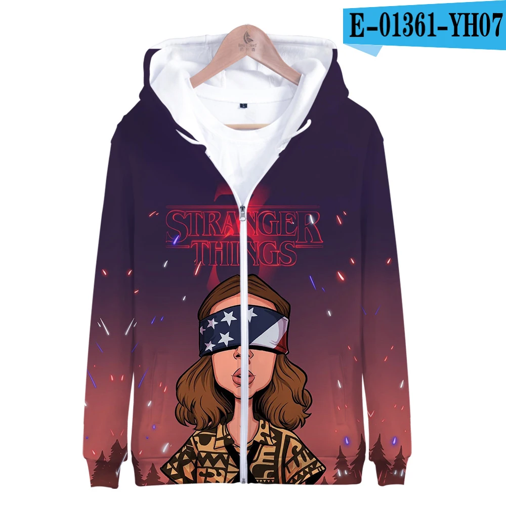 Kpop/крутая детская модная толстовка с капюшоном и 3D-принтом «странные вещи» на молнии для костюмированной вечеринки