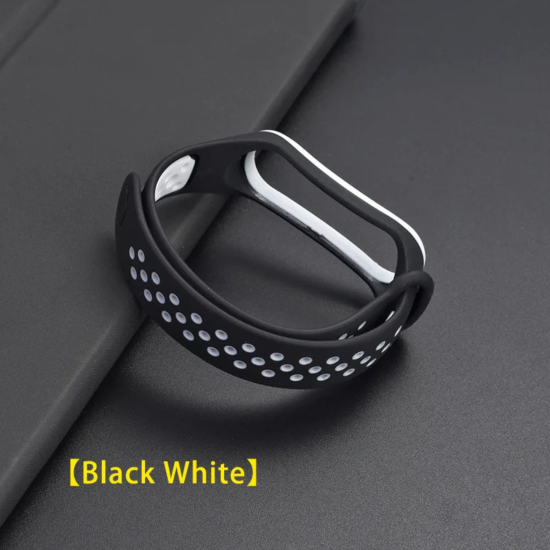 Силиконовый спортивный дышащий ремешок для Xiaomi mi, браслет 4 для mi Band 3, сменный Браслет - Цвет ремешка: Black White