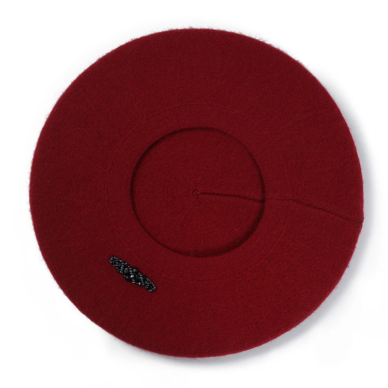 Winered H7778 женский берет, Женская Осенняя зимняя теплая Толстая шерстяная вязаная шапка, Корейская Высококачественная модная простая повседневная шапка для покупок - Цвет: Winered