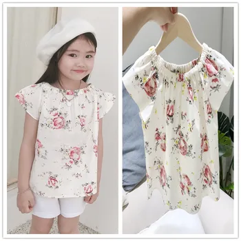 

Summer 2020 Girls Print Top Cozy Loose T-Shirt with Short Sleeve Cotton kids girls dress baby tops