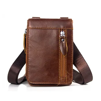 

Men's Genuine Leather Small Square Bag High Quality Multi-Function Messenger Bag Retro Business Office Mobile Phone Storage