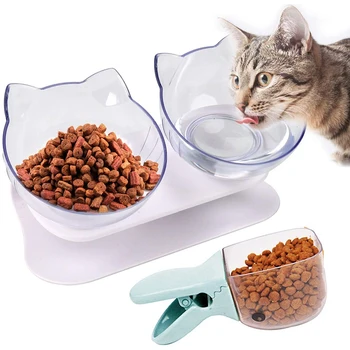 

Cat Bowls 15 Degree Tilted Cat Food Bowl Double Cat Dishes, Cat Feeder Cat Feeding Bowl Raised with Stand