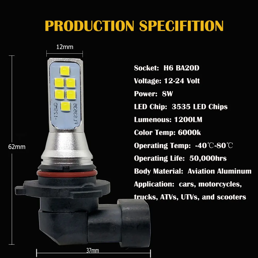 1 шт. H8 H11 HB3 9005 HB4 9006 светодиодный H16 Светодиодный лампочки Canbus Error Free Автомобильные противотуманные фары 12SMD 6000K белый дальнего света лампы Авто AC/DC 12V 24V