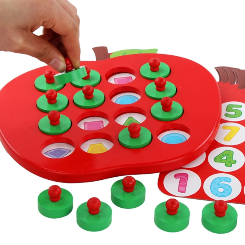 Дети деревянные яблоко память игра раннее образование 3D головоломка семья случайные игры головоломка
