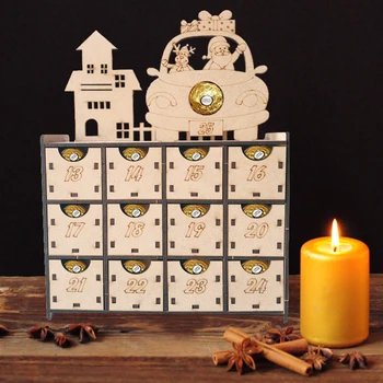 

Christmas Wooden Countdown Advent Calendar Chocolate Boxes Cabinets with 24 Numbered Drawers DIY Christmas Party Decoration