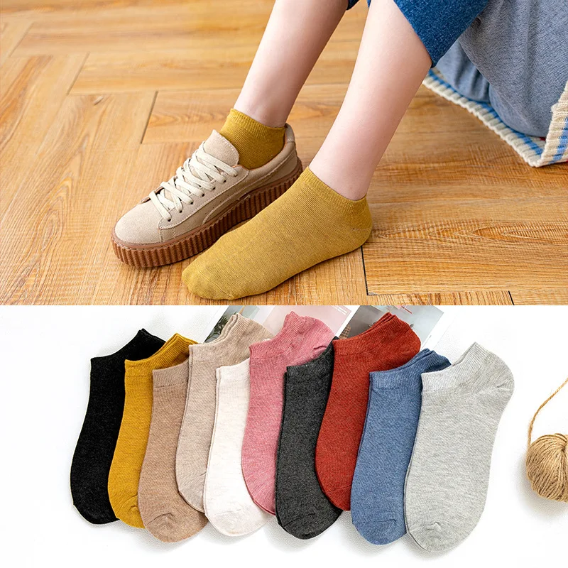 

2022 New Spring Summer Ladies Invisible Boat Socks Breathable Mesh Socks Silicone Non-slip High Quality 5Pairs/lot