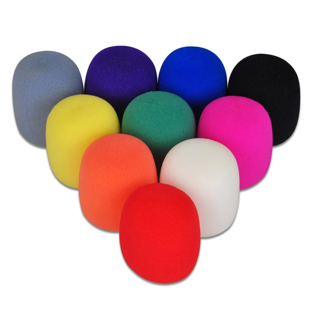 10pcs Mix Colors Sponge Microphone Set Replacement Foam DJ Stage Windshield Wind Shield Cover Thick Washable