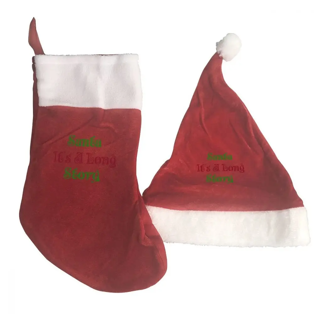 Рождественские украшения Санта это длинная история украшения Рождественские шапки и носки на заказ ваш собственный дизайн шапки Санта-Клауса
