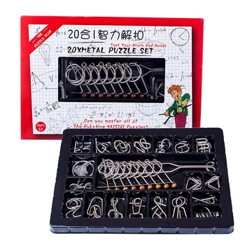 

20Pcs Metal Puzzle Set Brain Teaser Intelligence Buckle Educational Toy