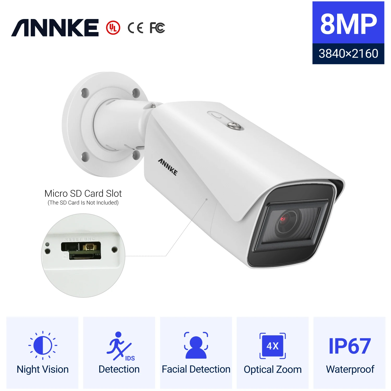 ANNKE C800 4Pcs 4K Ultra HD PoE Security Cameras With 320ft Cat5e Cable