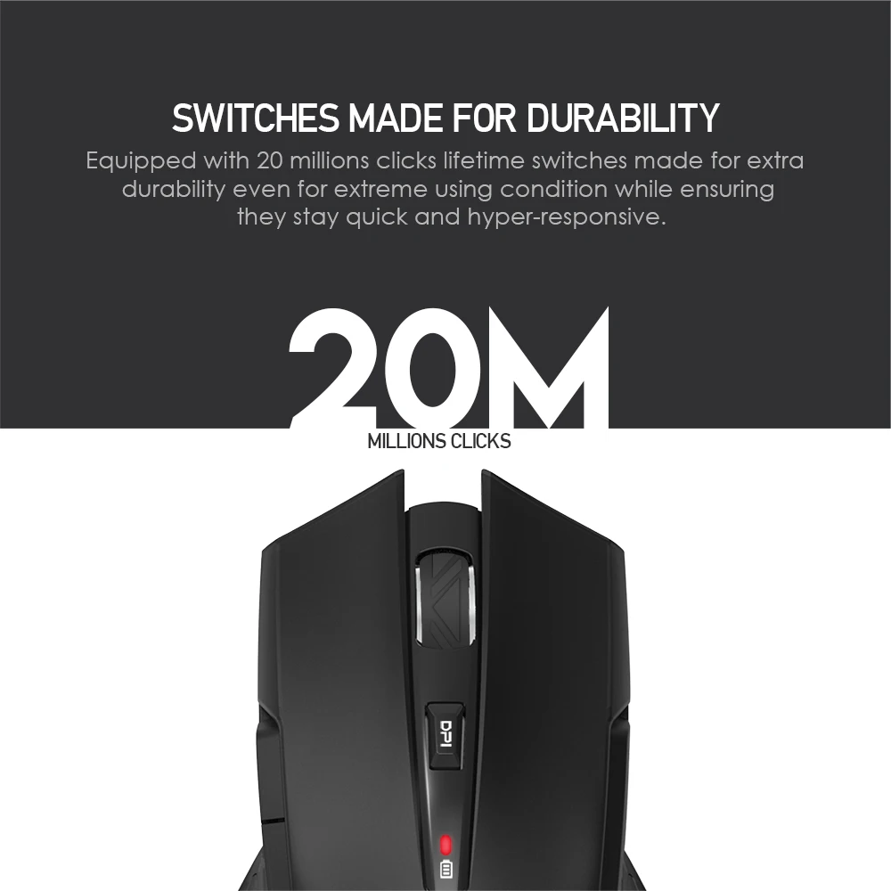 FANTECH WGC1 2.4Ghz Wireless Mouse Charging Mute Mouse 2400 DPI RGB Gaming Mouse for Office Entertainment Games Laptop Desktop