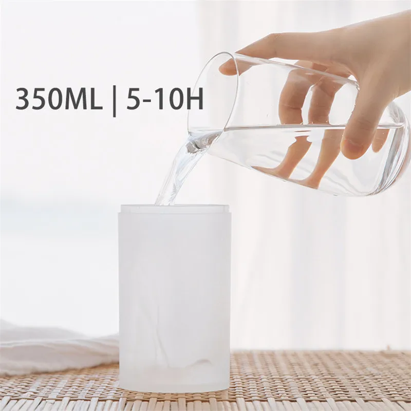 350ml Elegant Air Humidifier For Car Home USB Ultrasonic Diffuser Aromatherapy Essential Oil Nebulisation Mist Maker LED Light