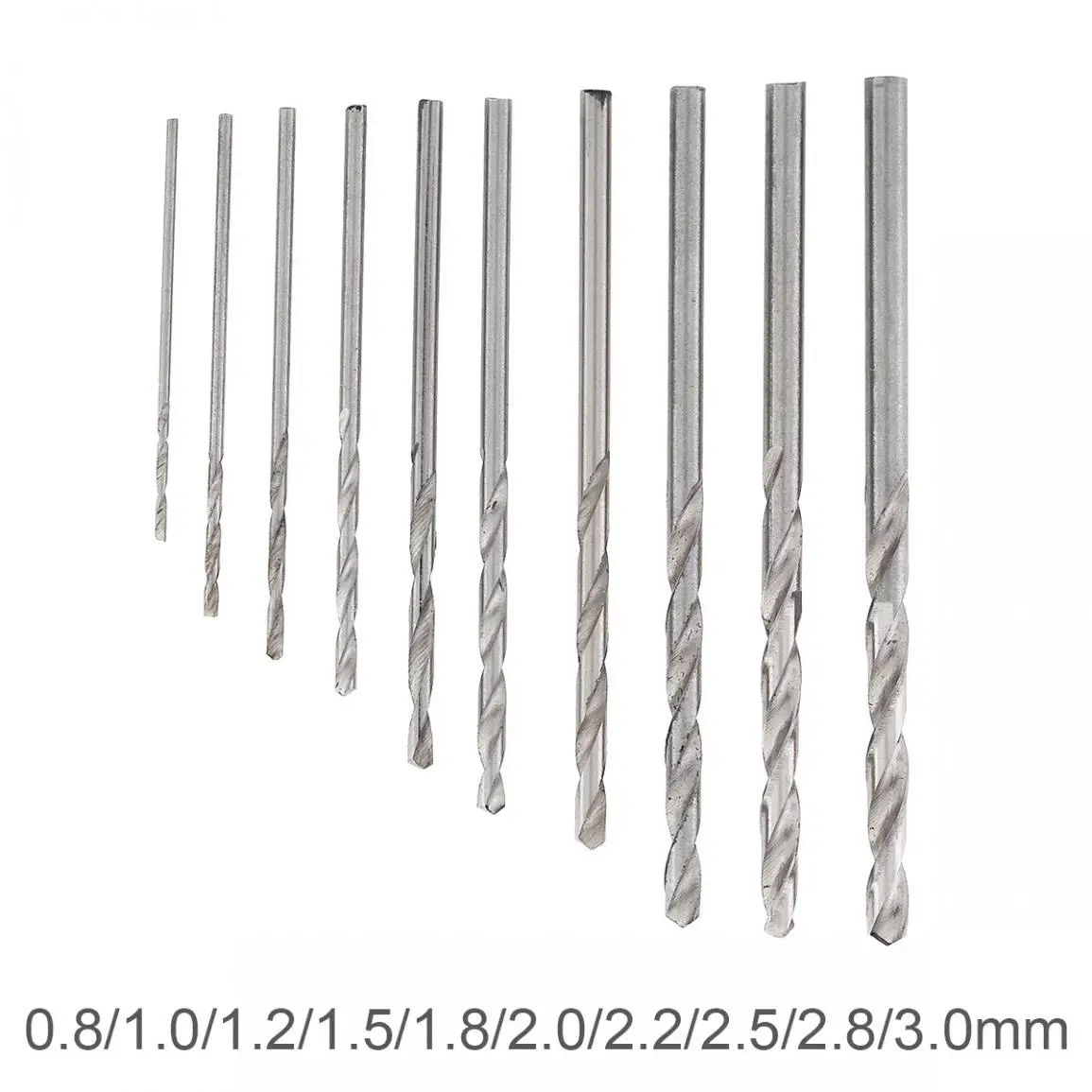 10pcs/lot High Speed Metric HSS Twist Drill Bits Coated Set 0.8MM-3.0MM Stainless Steel Small Cutting Resistance for Hole Punch 13pcs metric 1 5 6 5mm round handle fried dough twists drill set titanium coated high speed steel woodworking metal drill bit