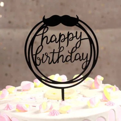 Топпер для торта «С Днем Рождения» акриловые буквы Торт Топперы вечерние принадлежности с днем рождения черный торт украшения мальчик 33 дизайна - Цвет: BLACK4
