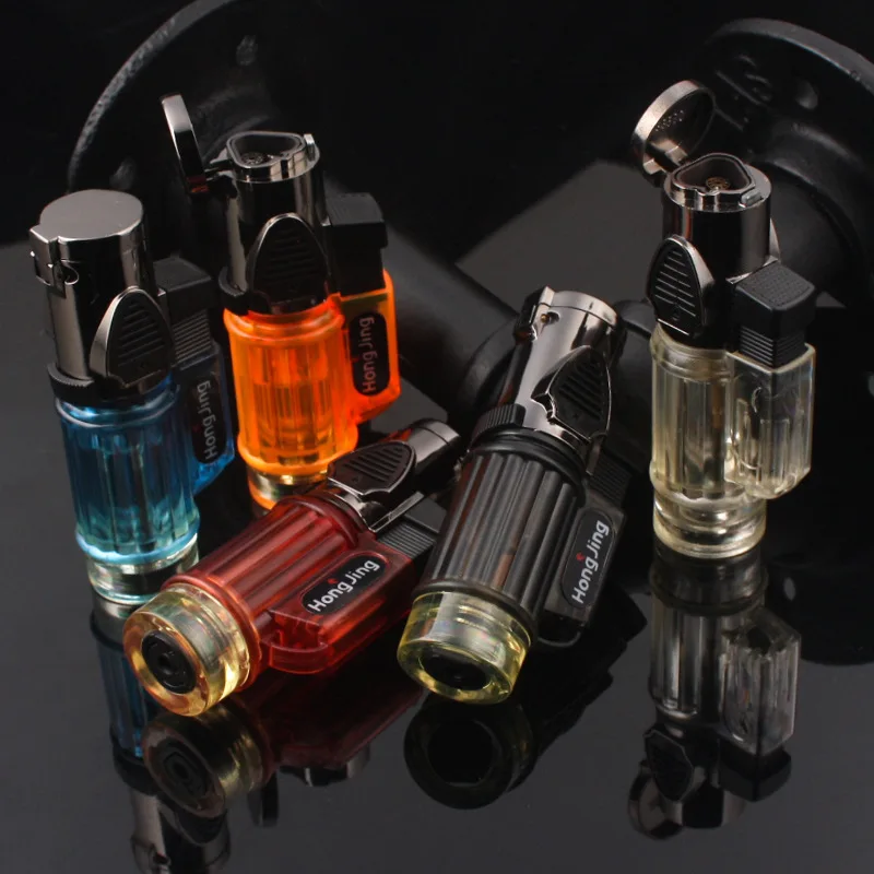 

Powerful three-torch turbo lighter cigar lighter blue flame electronic lighter cigarette lighter fitting