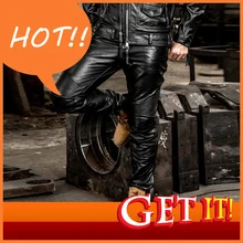 Брендовые длинные брюки из натуральной кожи, мужские профессиональные мотоциклетные байкерские брюки, облегающие брюки из коровьей кожи, защитные штаны из натуральной кожи