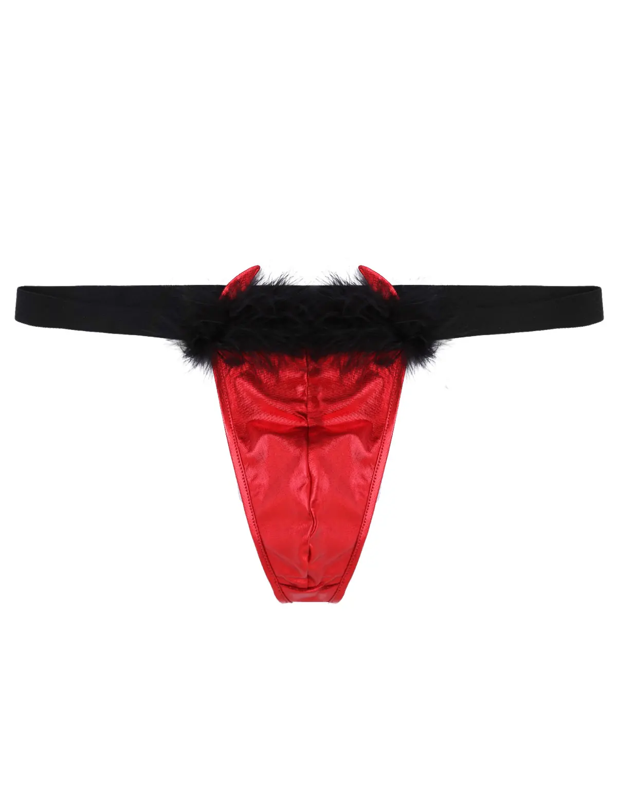 Feeshow мужское блестящее белье цвета металл стринги и G-strings необычное нижнее белье Низкая посадка t-образные трусы Хэллоуин косплей мужские трусики