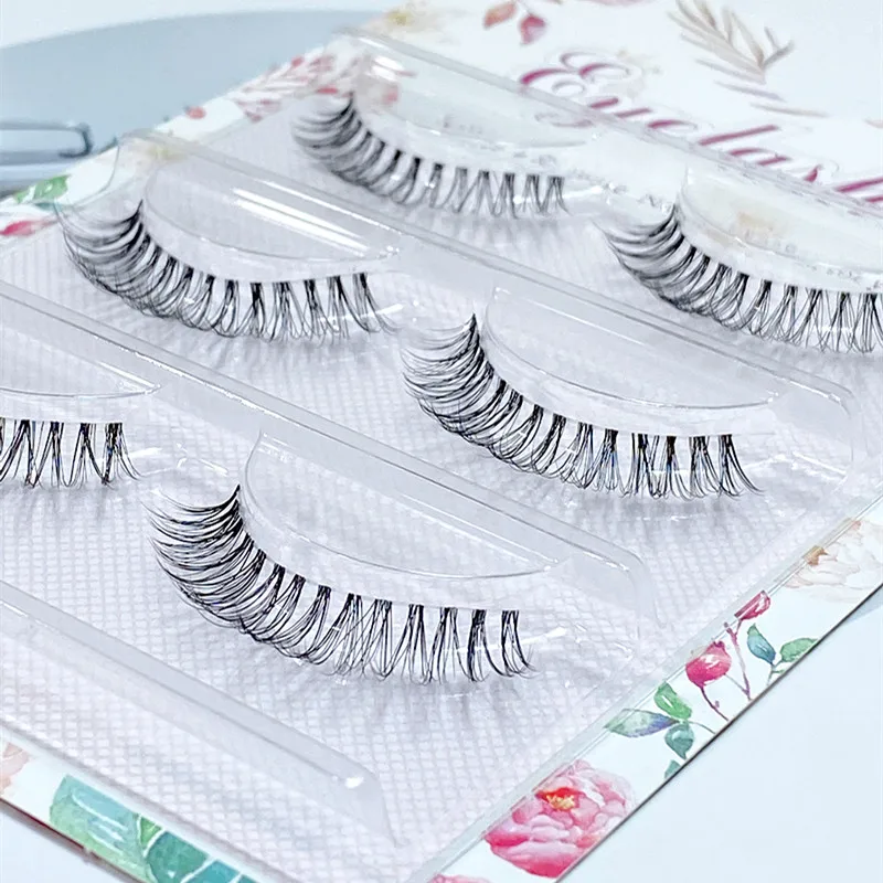 New 3pair Mink Eyelashes Clear Band Eyelashes Crisscross Transparent