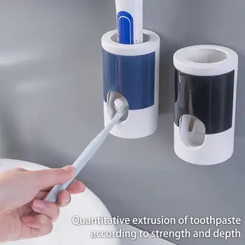 

Full Automatic Toothpaste Squeezer Wall Mounted Non Perforated Toothbrush Rack Bathroom Accessories Toothbursh Rack Set