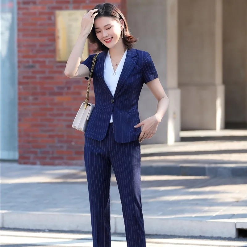 Summer Formal Office Ladies Navy Blue 