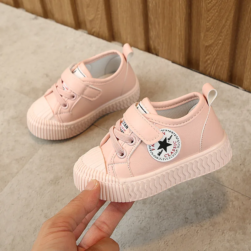 

Children Shoes Men And Women Children Korean-style Lettered Leather-Casual Shoes Small Children White Shoes Autumn Baby Toddler