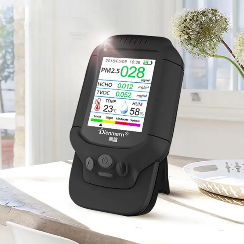 

Formaldehyd Detector Temperature Humidity Meter PM2.5/HCHO/TVOC Air Quality Monitor Portable 7 in 1 PM2.5 Sensor Gas Analyzer