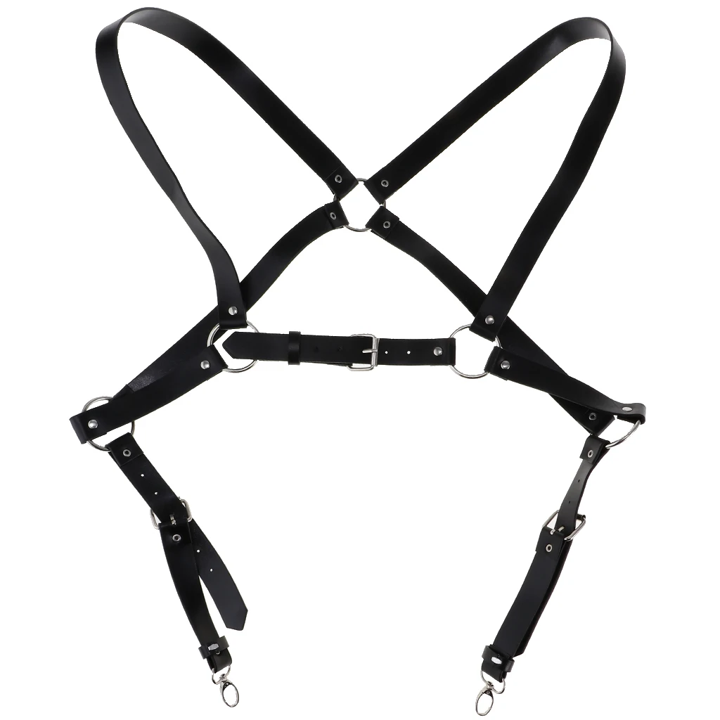  Men's Lingerie Body Chest Leather Harness Adjustable Suspenders Armor Buckles Costume  