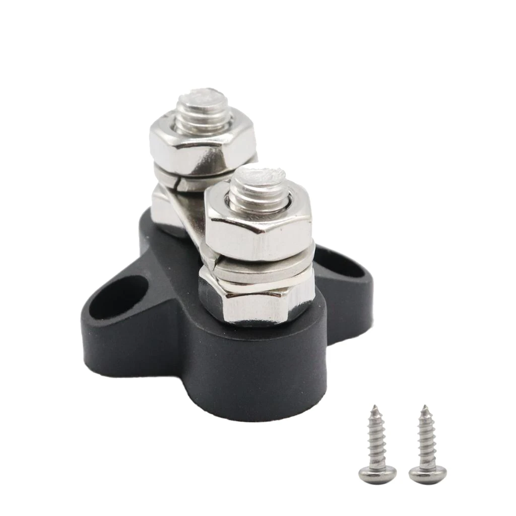 Car Bus Bar Terminal Block - M8 (5/16'') Power Distribution Block for Truck RV Boat, Heavy Duty Stainless Steel - Black