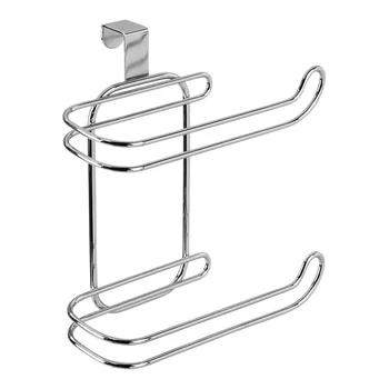 

Metal Compact Hanging over the Tank Toilet Tissue Paper Roll Holder and Dispenser for Bathroom Storage - Holds 1 Extra Roll- Sil