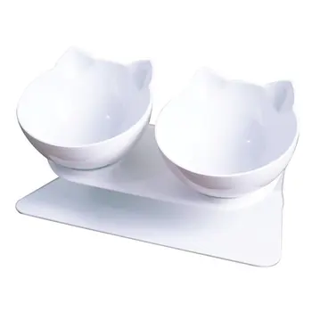 

15 Degree Basin Oblique Mouth Double Bowl Dog Bowl Pet Cat Dog Food Bowl Anti-vomiting Ortopedic Cat Bowl
