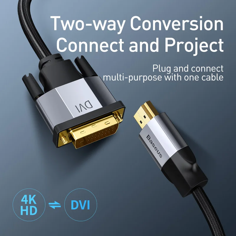 Baseus 4K HDMI к DVI Мужской кабель Двунаправленный Кабель-адаптер кабель преобразования экрана для Projextor дисплей HD tv ноутбук PS4