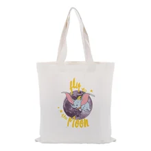 Dumbo Холщовая Сумка на заказ Печать текстовый логотип DIY Eco eologicas многоразовая перерабатываемая сумка для покупок ежедневное использование