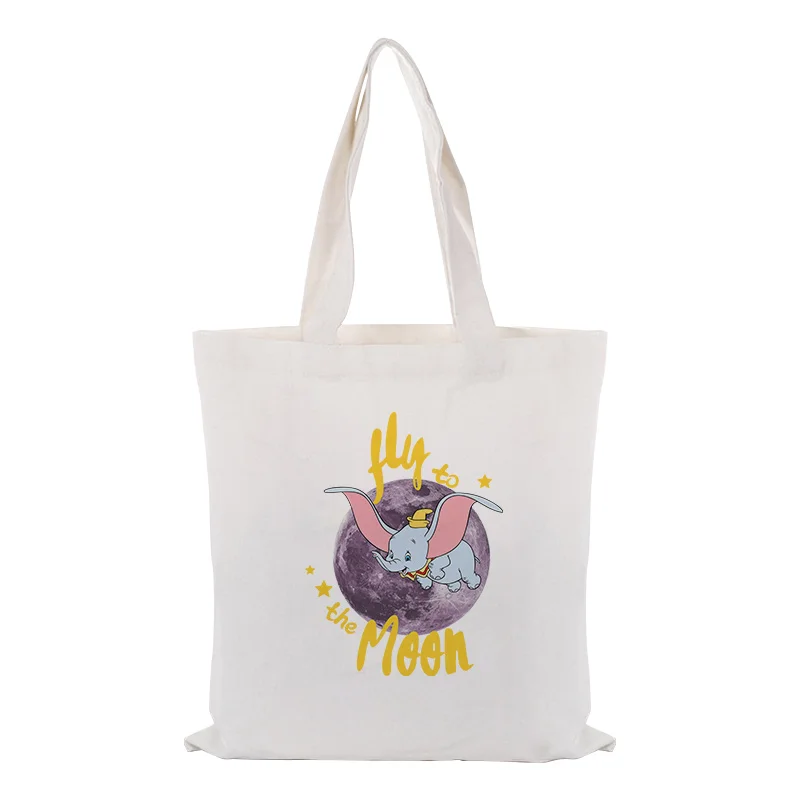 

Dumbo Canvas Tote Bag Custom Print Logo Text DIY Eco Ecologicas Reusable Recycle Shopping Bag Daily Use