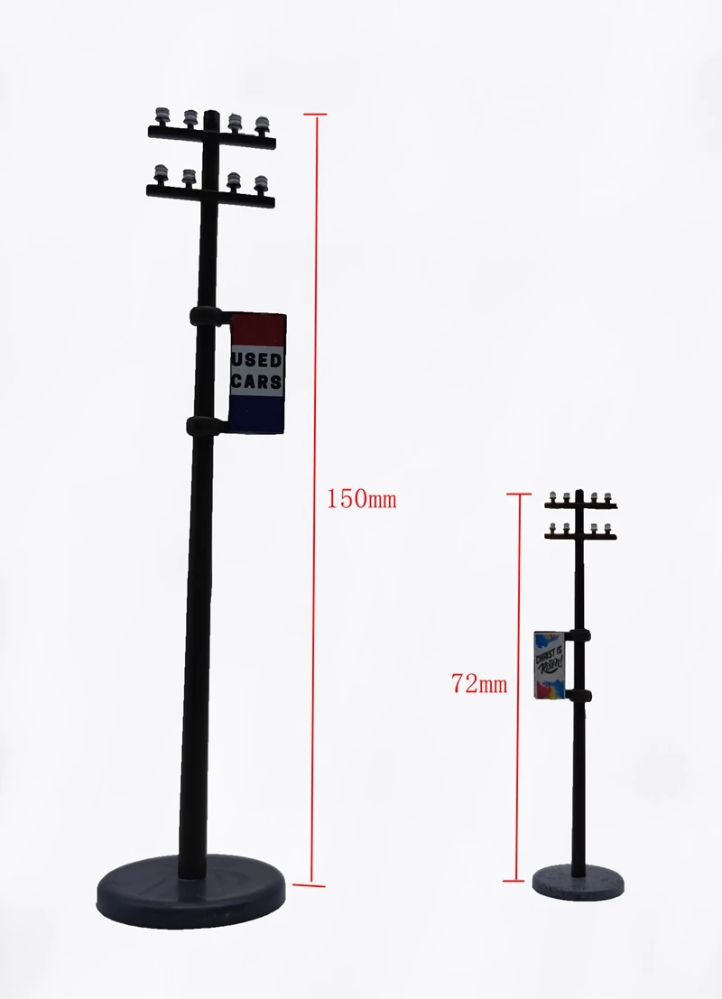 5 Lampioni Stradali In Scala 1/87 Con Luce LED Bianca, Per Modellismo Ferroviario E Diorami HO