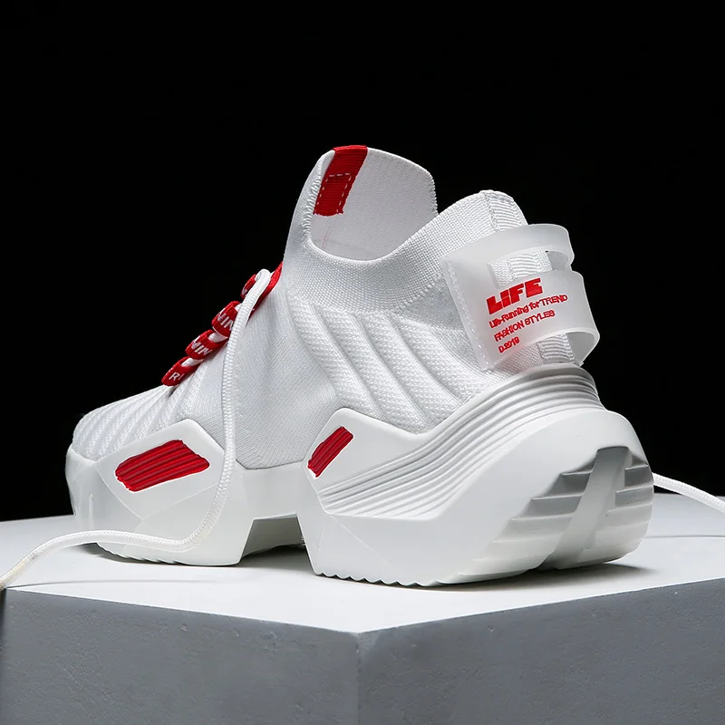 Men Sneakers Low-Top Breathable Chunky Large Size Sports Platform Slip-On Summer Anti-Slippery