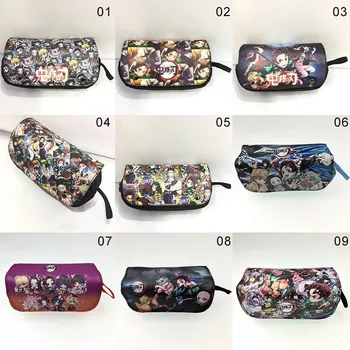 

Anime Demon Slayer: Kimetsu No Yaiba Pencil Bag Multi-functional Double Zipper Canvas Students Pencil Bag Wallet Storage Bag
