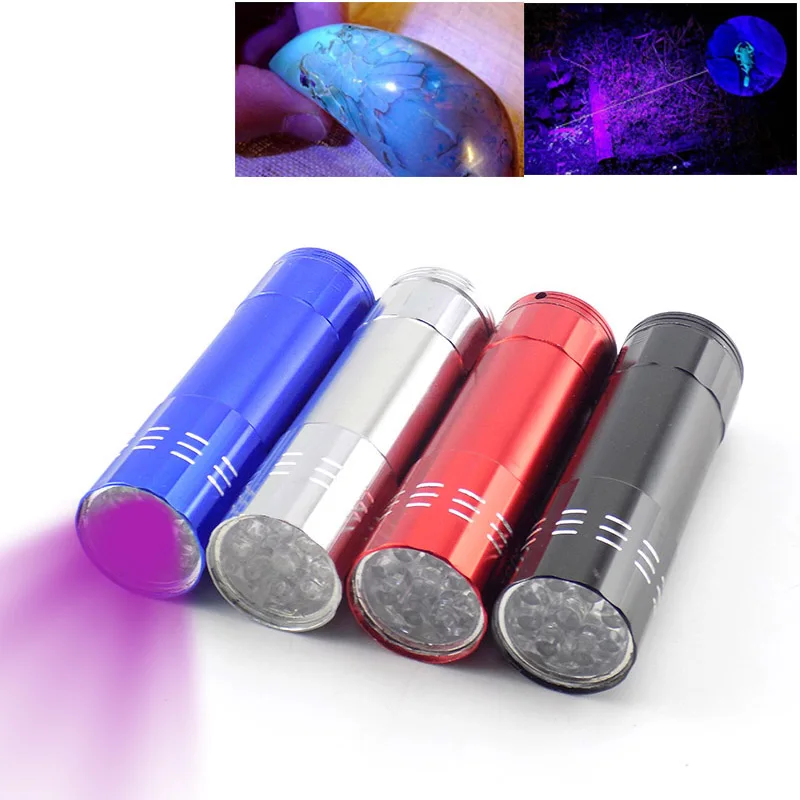 

9 LED UV Ultraviolet Flashlight Fluorescent Flash Torch Light lamp Purple blacklight Ultra Violet linterna AAA battery Money