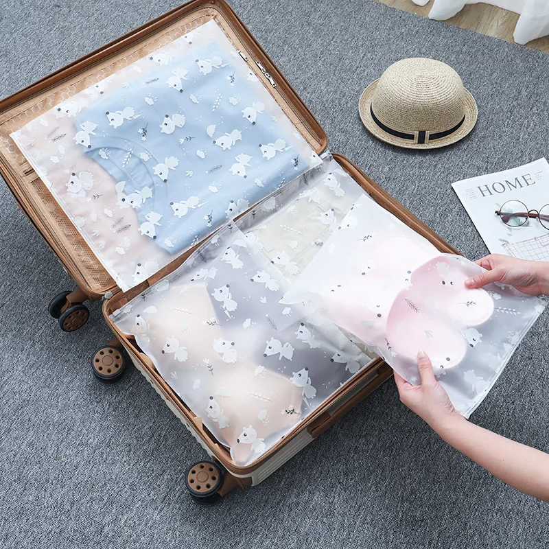 

Fashion Travel Luggage Storage Bag Waterproof Semi-transparent Ziplock Clothing Underwear Shoe Bins