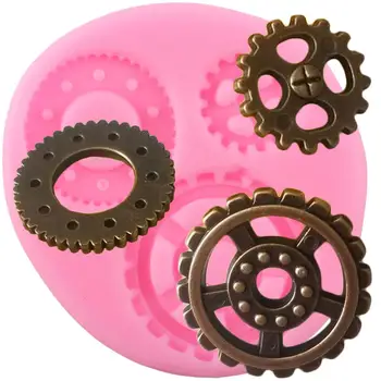 

Industrial Steampunk Gears Silicone Mold Chocolate Candy Clay Molds Baby Birthday Cupcake Topper Fondant Cake Decorating Tools